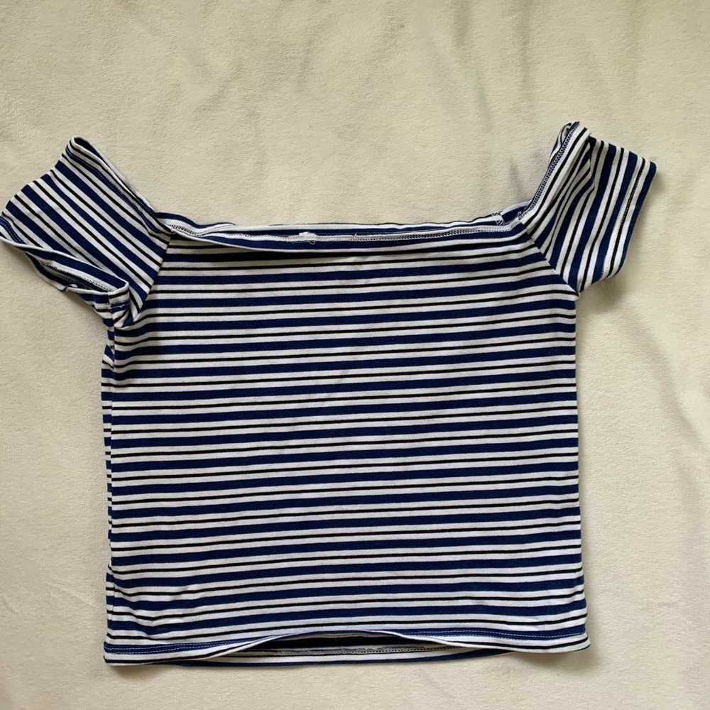 Striped tube top with off the shoulder sleeves